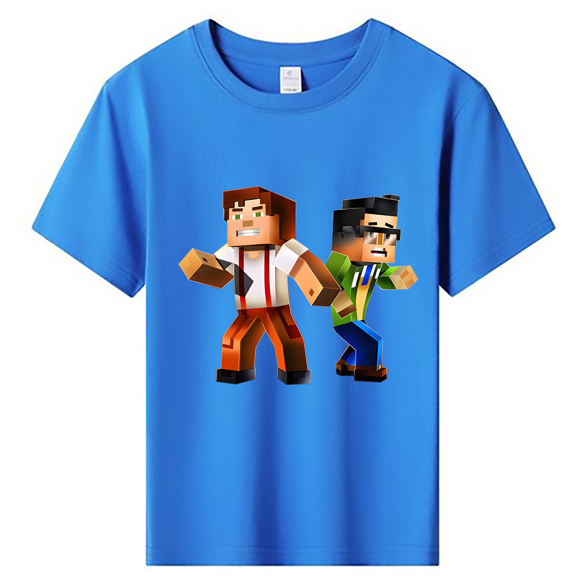 （画像用） マインクラフト ブロックの世界 Minecraft MC Block world 綿100％キッズTシャツ（フロントプリント）